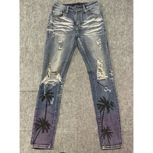 Amiri Indigo Night Palm Thrasher Jeans Men's- Size ACTUAL 28x31